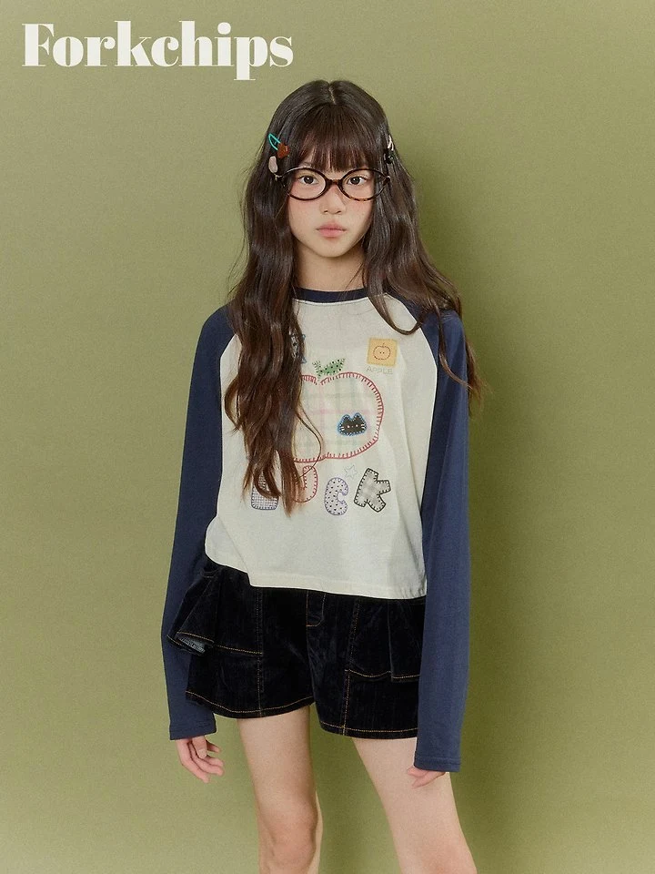 Fork Chips - Korean Children Fashion - #toddlerclothing - Apple Raglan Tee - 9