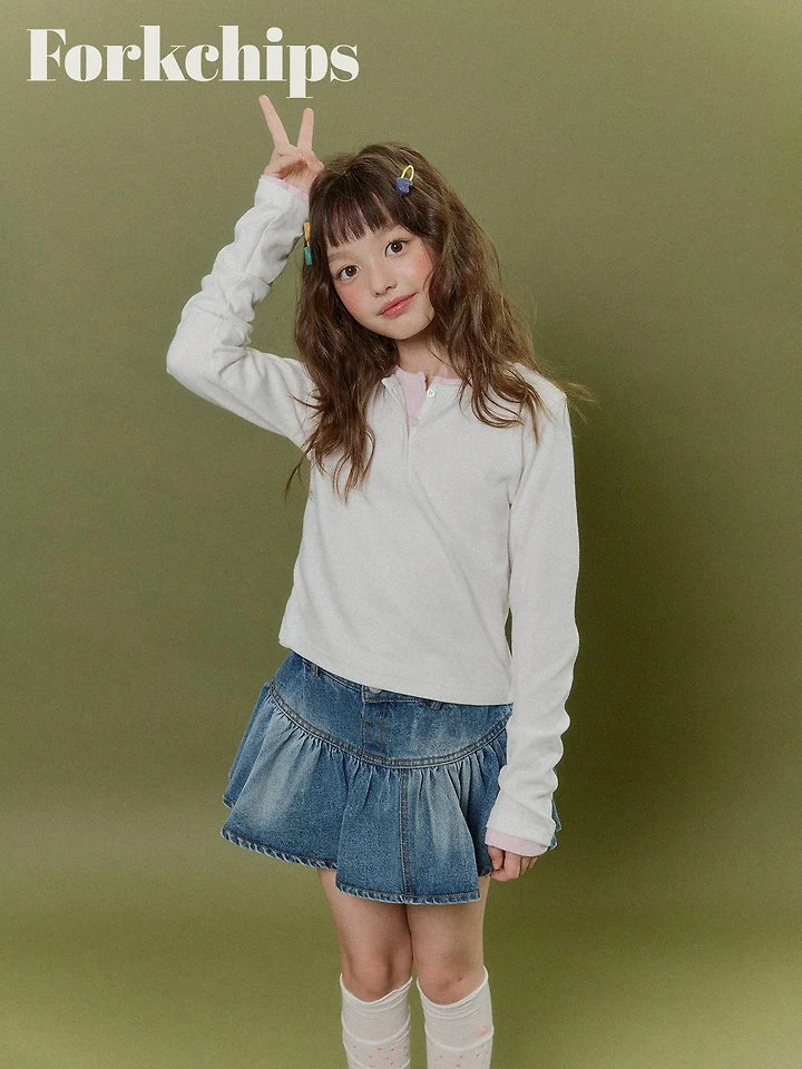 Fork Chips - Korean Children Fashion - #toddlerclothing - Peach Snap Tee - 7