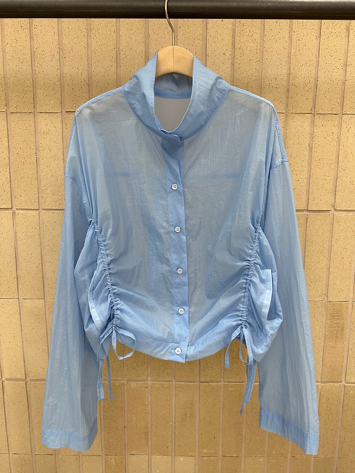 Foset - Korean Women Fashion - #momslook - Drawstring Sheer Blouse - 8