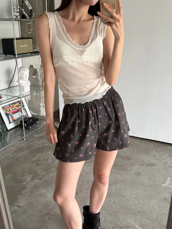 Foset - Korean Women Fashion - #restrostyle - Floral A-Line Shorts - 3