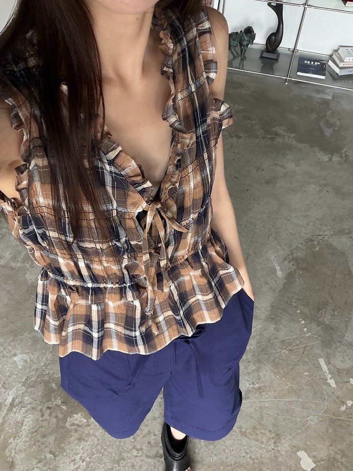 Foset - Korean Women Fashion - #romanticstyle - Stin Check Blouse - 3