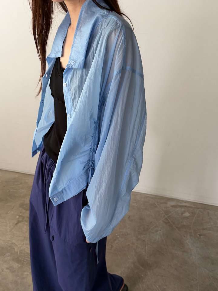 Foset - Korean Women Fashion - #shopsmall - Drawstring Sheer Blouse - 3