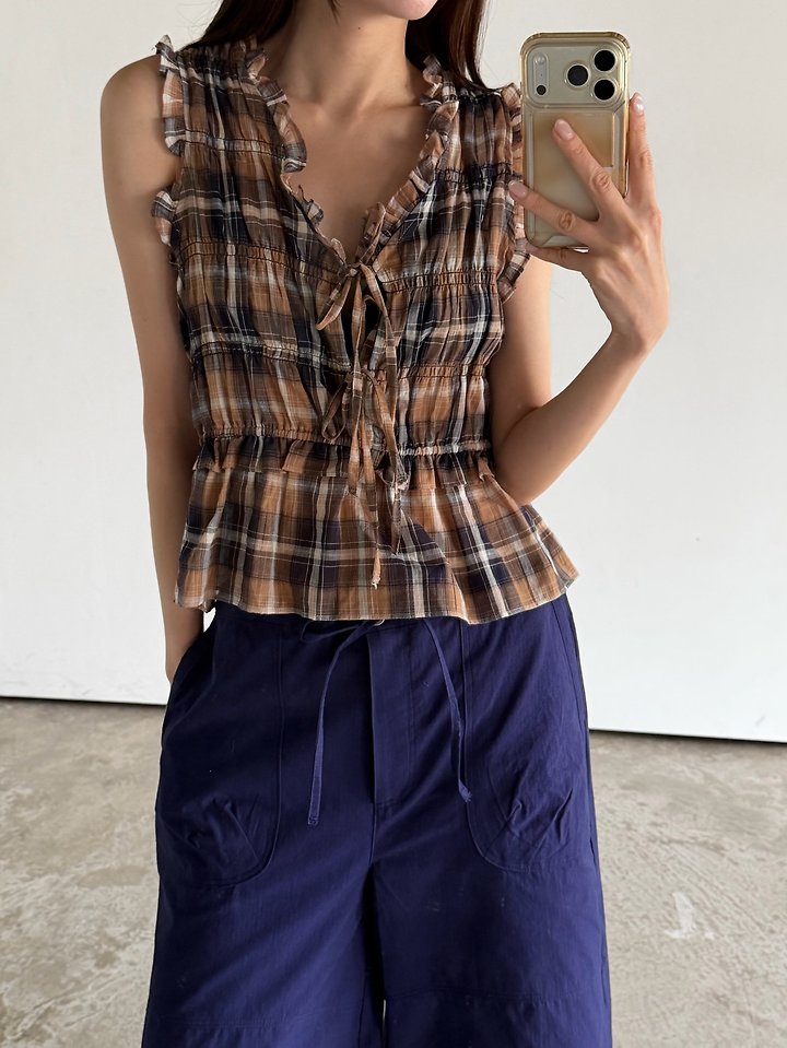 Foset - Korean Women Fashion - #thatsdarling - Stin Check Blouse - 5