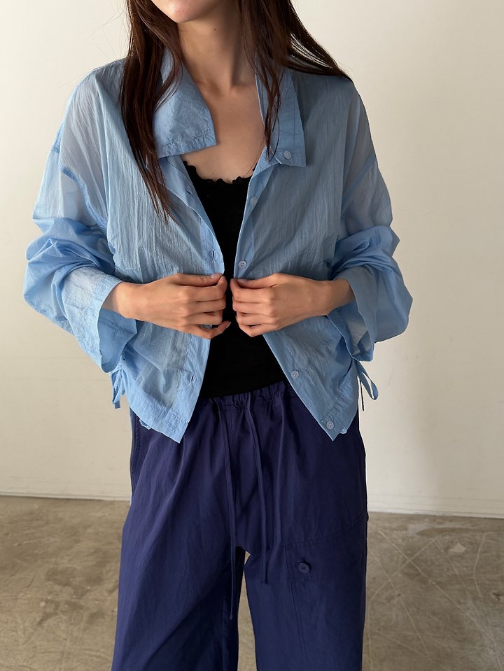 Foset - Korean Women Fashion - #shopsmall - Drawstring Sheer Blouse - 4