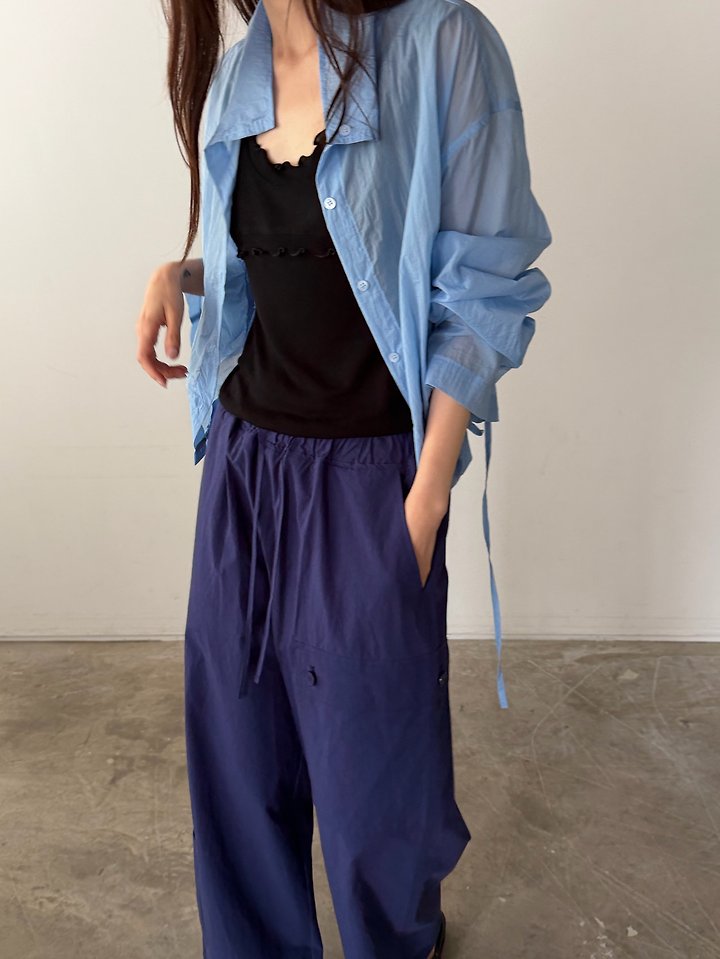 Foset - Korean Women Fashion - #thelittlethings - Drawstring Sheer Blouse - 5