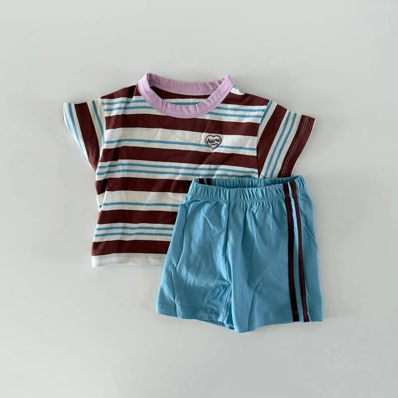 Here I Am - Korean Baby Fashion - #babyboutiqueclothing - Heart Stripe Set - 2