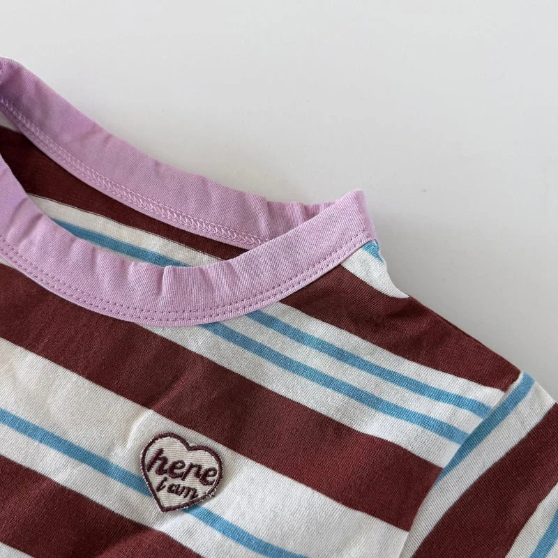 Here I Am - Korean Baby Fashion - #babyclothing - Heart Stripe Set - 3