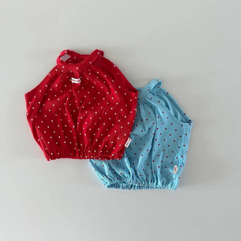 Here I Am - Korean Baby Fashion - #babyfashion - Dot Shirring Sleeveless Top