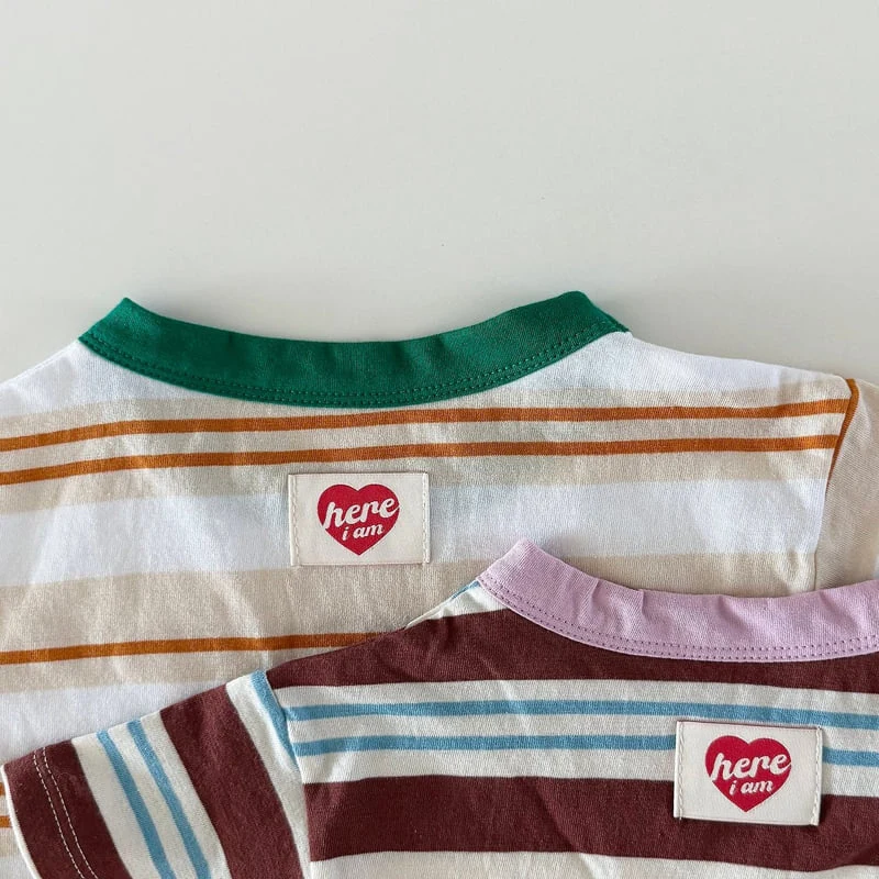 Here I Am - Korean Baby Fashion - #babyfever - Heart Stripe Set - 5