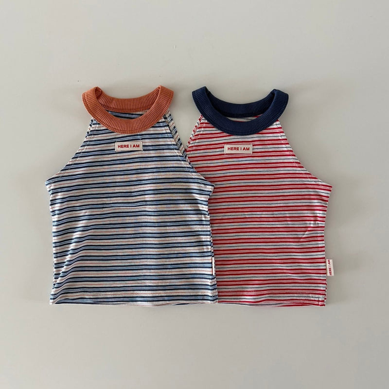 Here I Am - Korean Baby Fashion - #babyfever - Stripe Halter Sleeveless Top