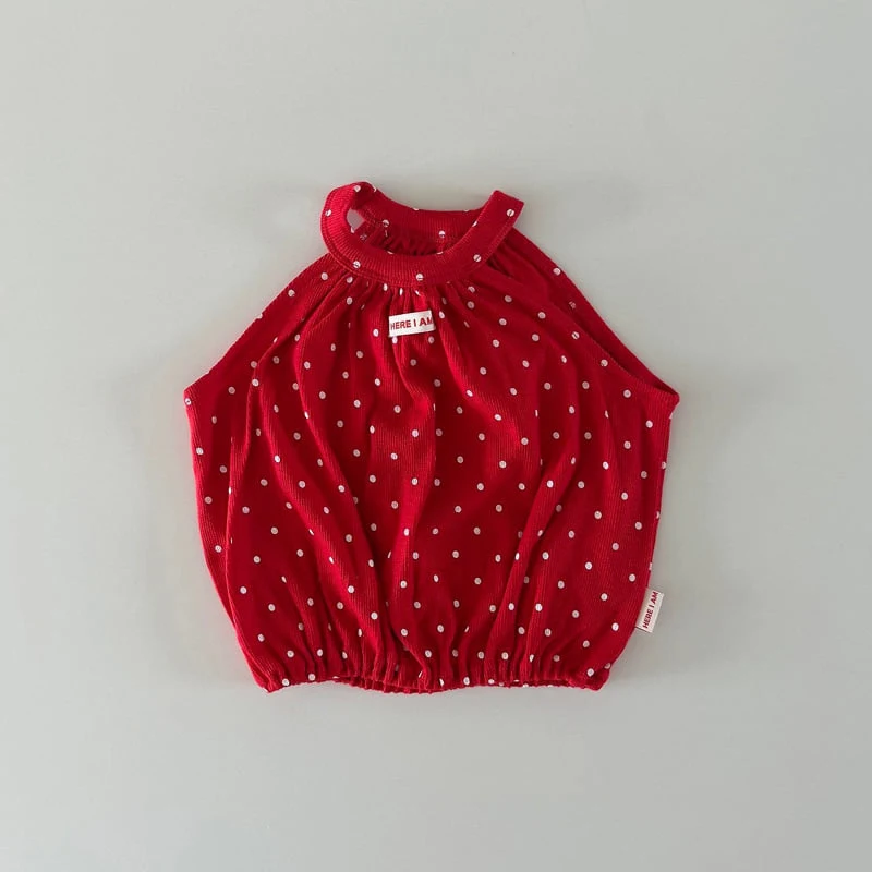 Here I Am - Korean Baby Fashion - #babyfever - Dot Shirring Sleeveless Top - 2