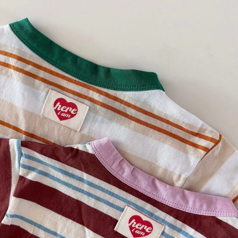 Here I Am - Korean Baby Fashion - #babygirlfashion - Heart Stripe Set - 6