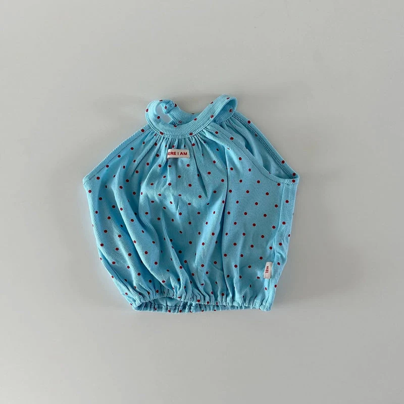 Here I Am - Korean Baby Fashion - #babygirlfashion - Dot Shirring Sleeveless Top - 3