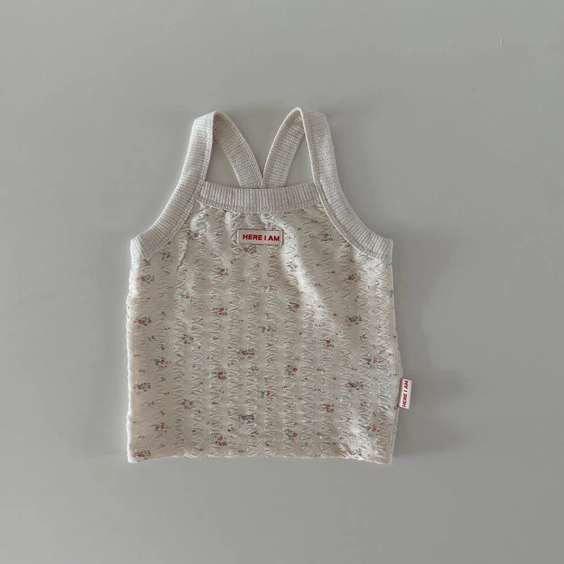 Here I Am - Korean Baby Fashion - #babygirlfashion - Flower Sleeveless Top - 4