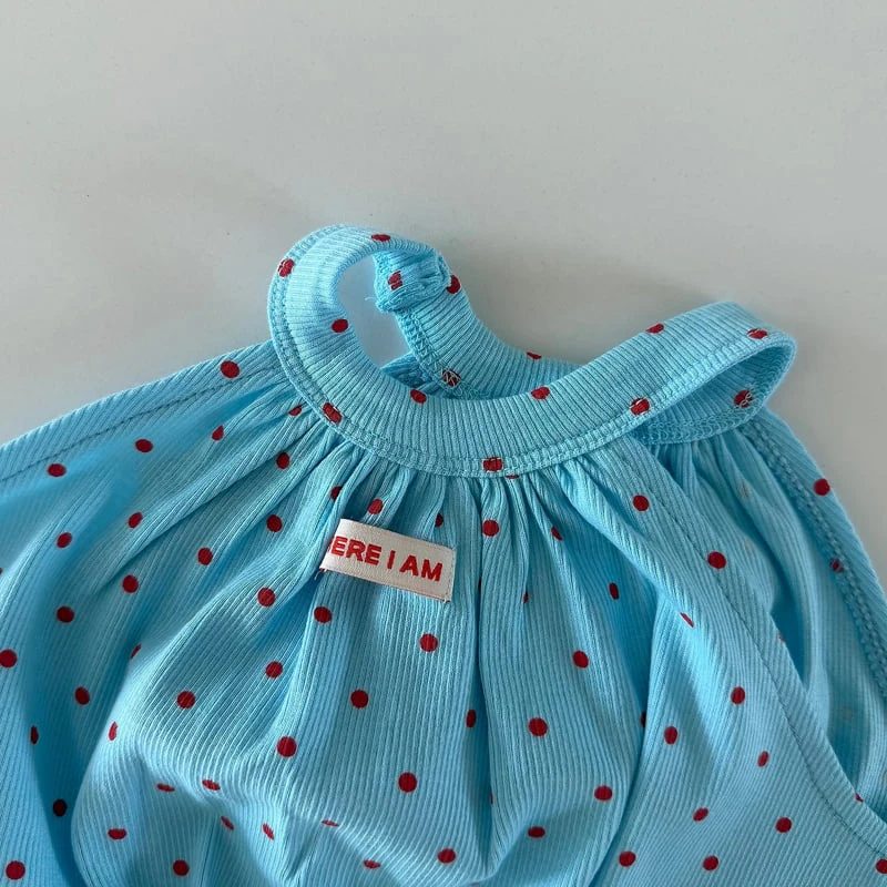 Here I Am - Korean Baby Fashion - #babygirlfashion - Dot Shirring Sleeveless Top - 4