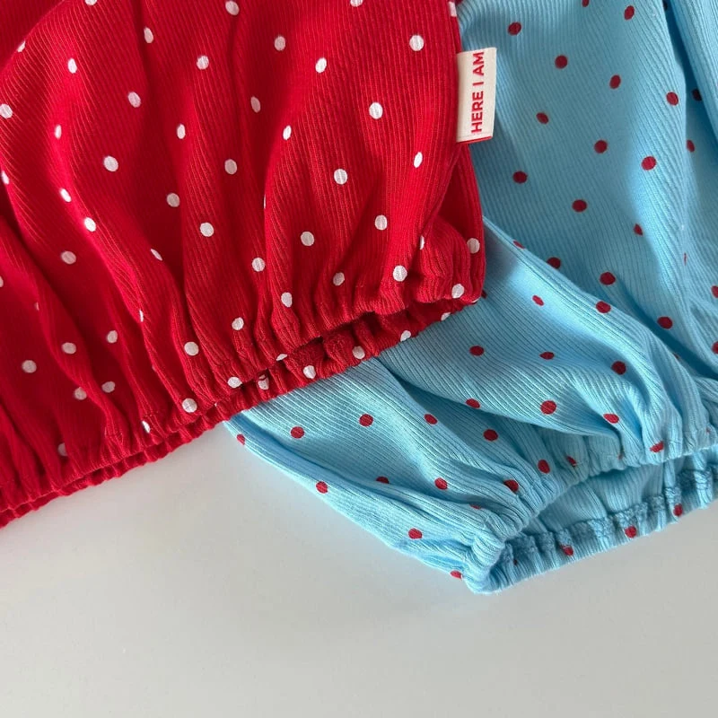 Here I Am - Korean Baby Fashion - #babyootd - Dot Shirring Sleeveless Top - 6