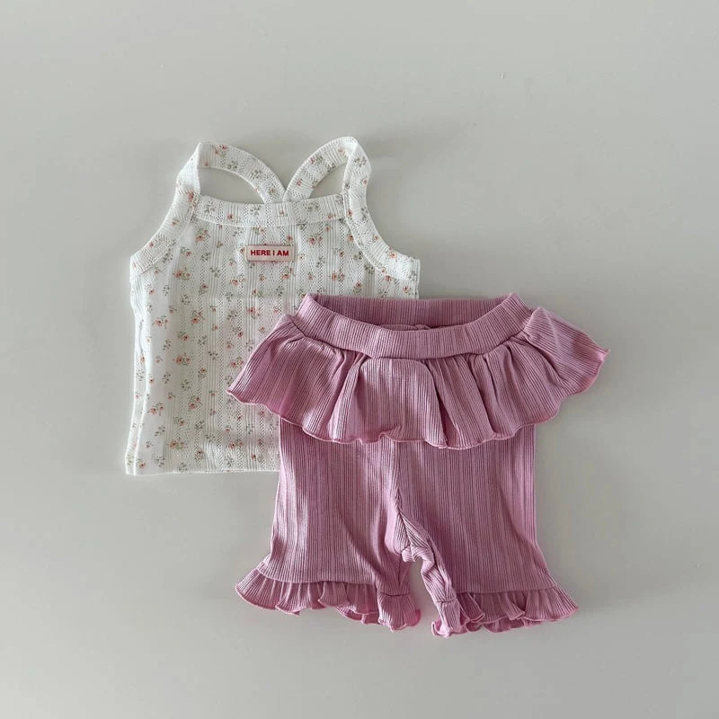 Here I Am - Korean Baby Fashion - #babyoutfit - Flower Sleeveless Top - 7