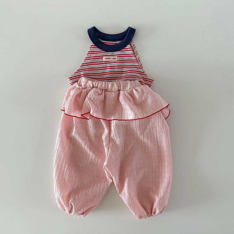 Here I Am - Korean Baby Fashion - #babyoutfit - Stripe Halter Sleeveless Top - 6