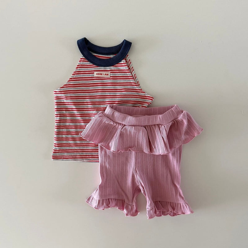 Here I Am - Korean Baby Fashion - #babyoutfit - Stripe Halter Sleeveless Top - 7