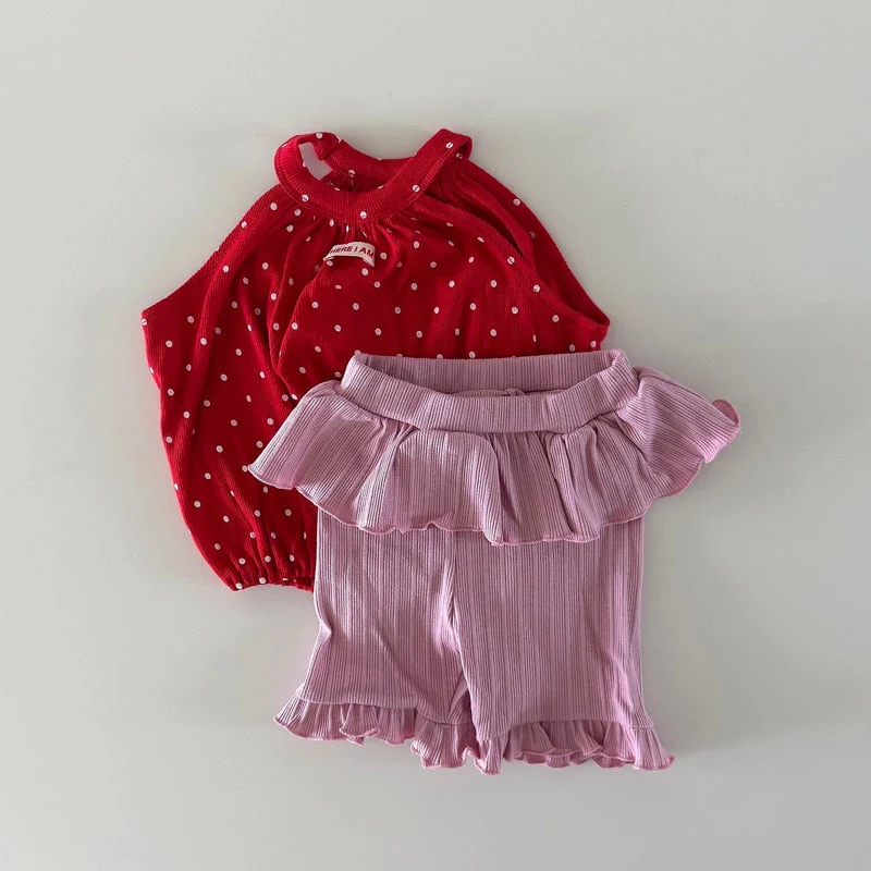 Here I Am - Korean Baby Fashion - #babyoutfit - Dot Shirring Sleeveless Top - 8