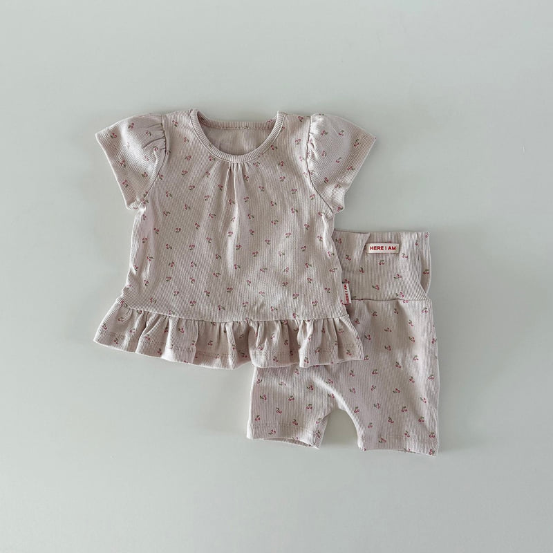 Here I Am - Korean Baby Fashion - #babyoutfit - Cherry Frill Easywear - 3