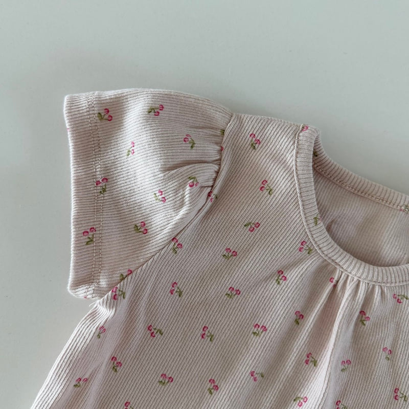 Here I Am - Korean Baby Fashion - #babyoutfit - Cherry Frill Easywear - 4