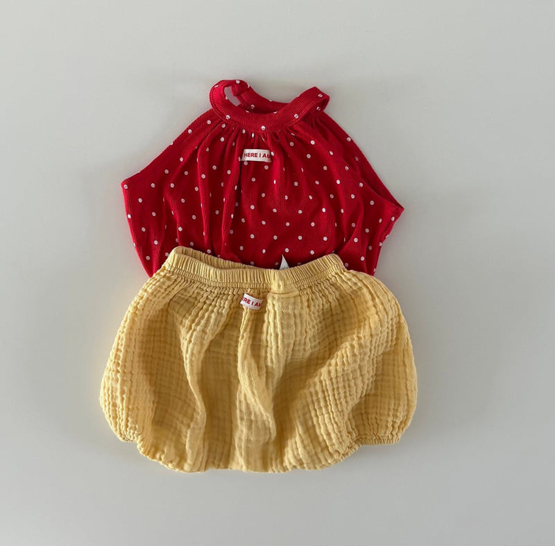 Here I Am - Korean Baby Fashion - #onlinebabyshop - Dot Shirring Sleeveless Top - 11
