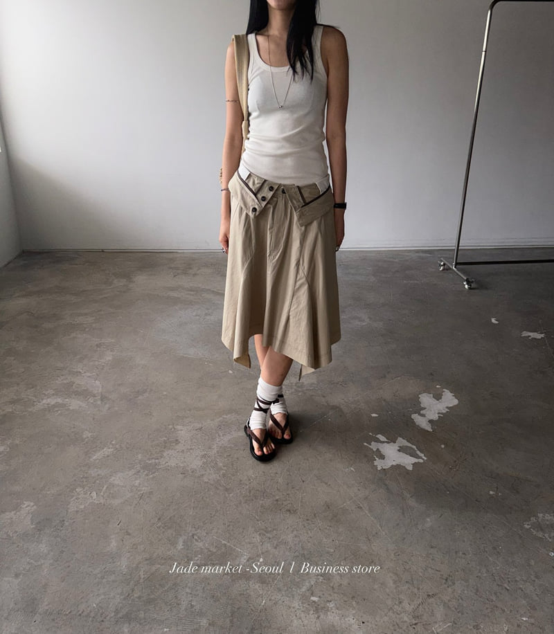 Jade Market - Korean Women Fashion - #momslook - Asymmetric Cut-Off Skirt - 3