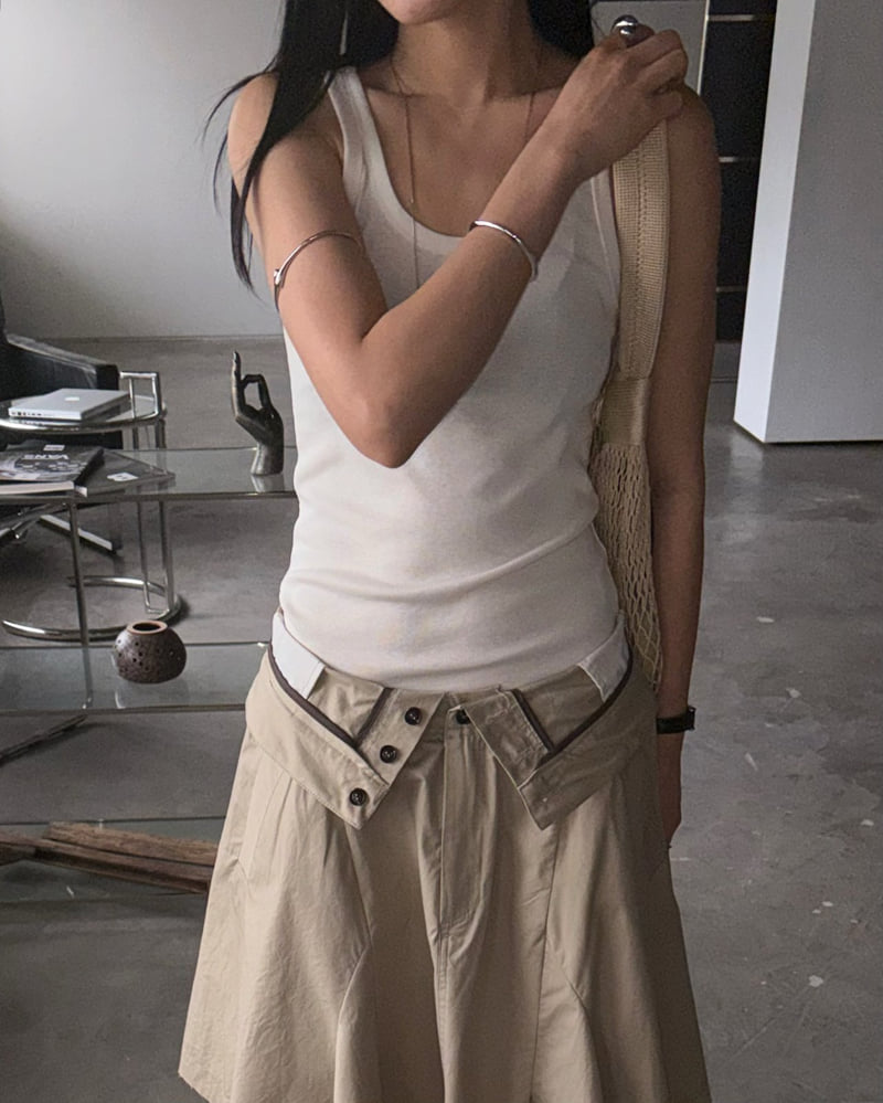 Jade Market - Korean Women Fashion - #momslook - Asymmetric Cut-Off Skirt - 5