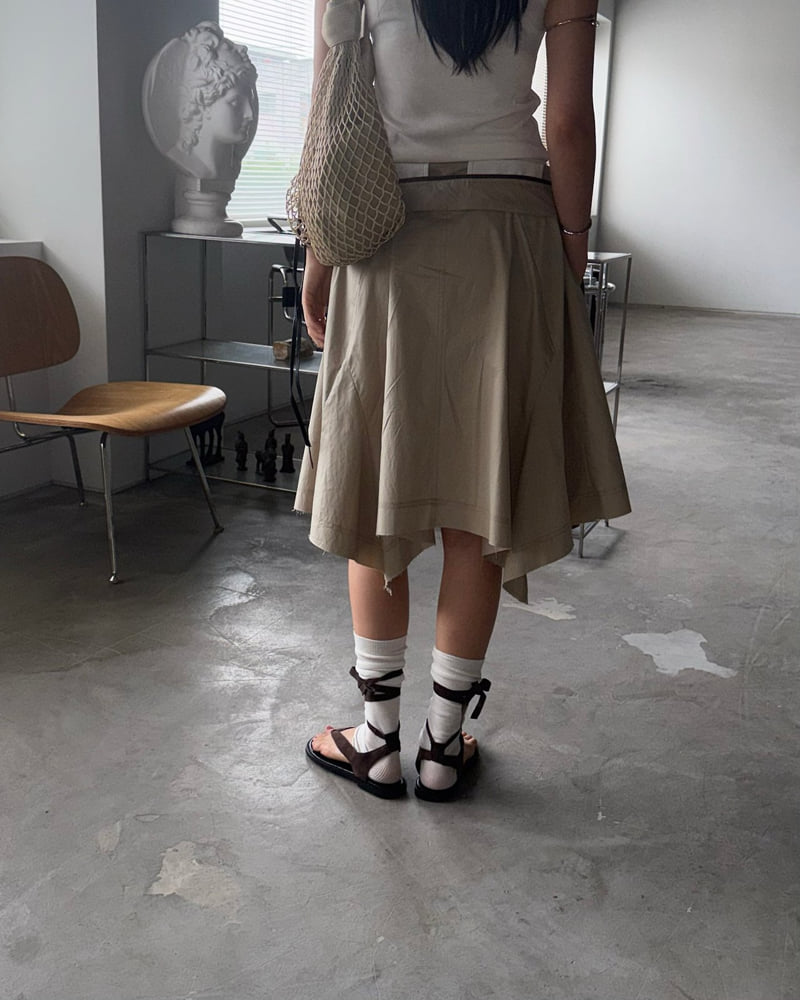 Jade Market - Korean Women Fashion - #momslook - Asymmetric Cut-Off Skirt - 7