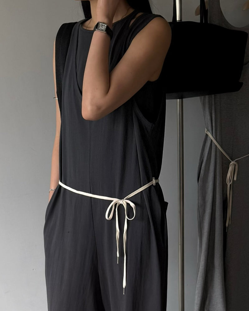 Jade Market - Korean Women Fashion - #momslook - Sleeveless Jumpsuit Set - 2