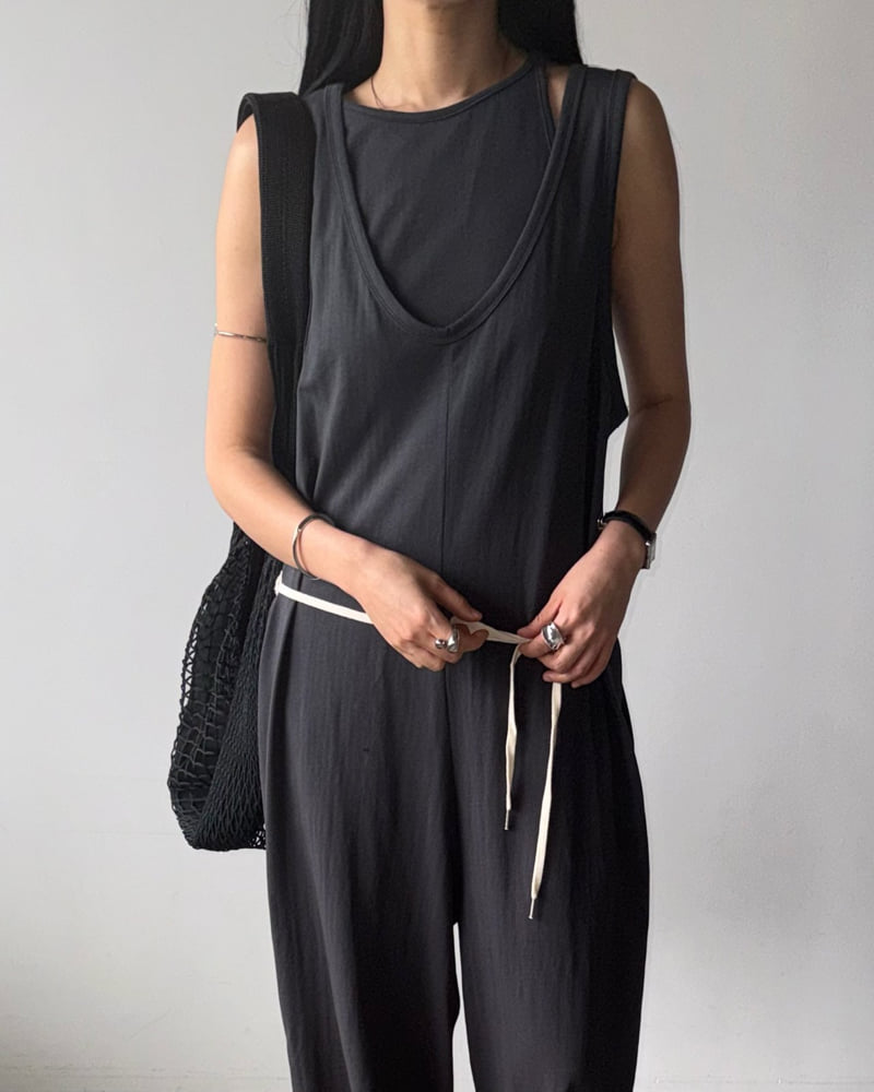 Jade Market - Korean Women Fashion - #momslook - Sleeveless Jumpsuit Set - 6