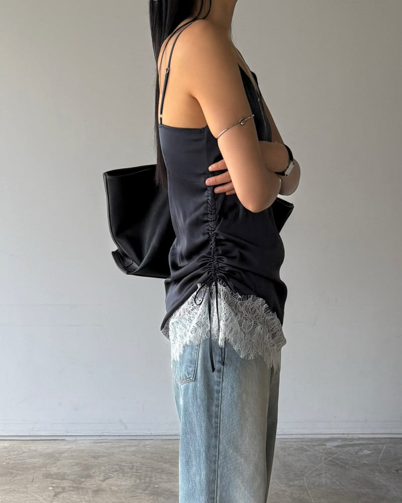 Jade Market - Korean Women Fashion - #momslook - Side Satin Top - 8