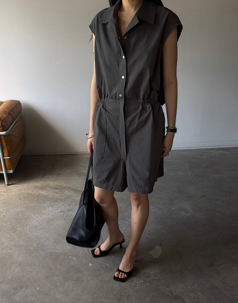 Jade Market - Korean Women Fashion - #momslook - Slit Sleeveless Jumpsuit - 10