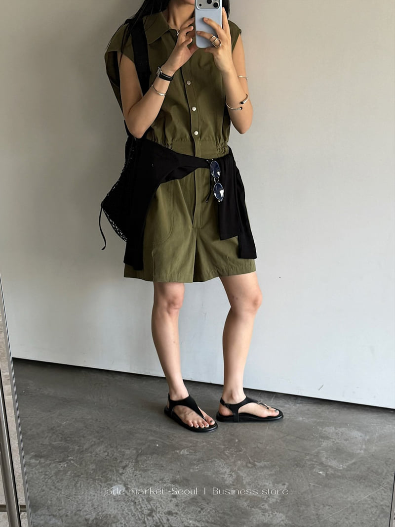 Jade Market - Korean Women Fashion - #momslook - Slit Sleeveless Jumpsuit - 3