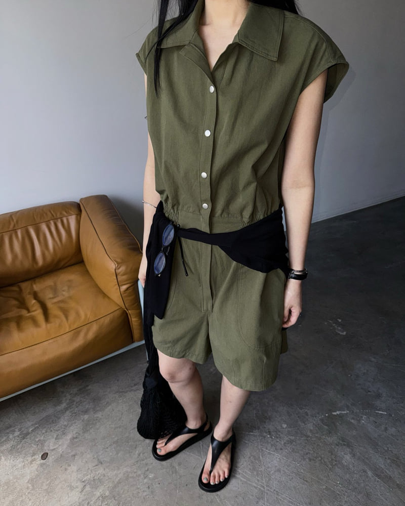 Jade Market - Korean Women Fashion - #momslook - Slit Sleeveless Jumpsuit - 7