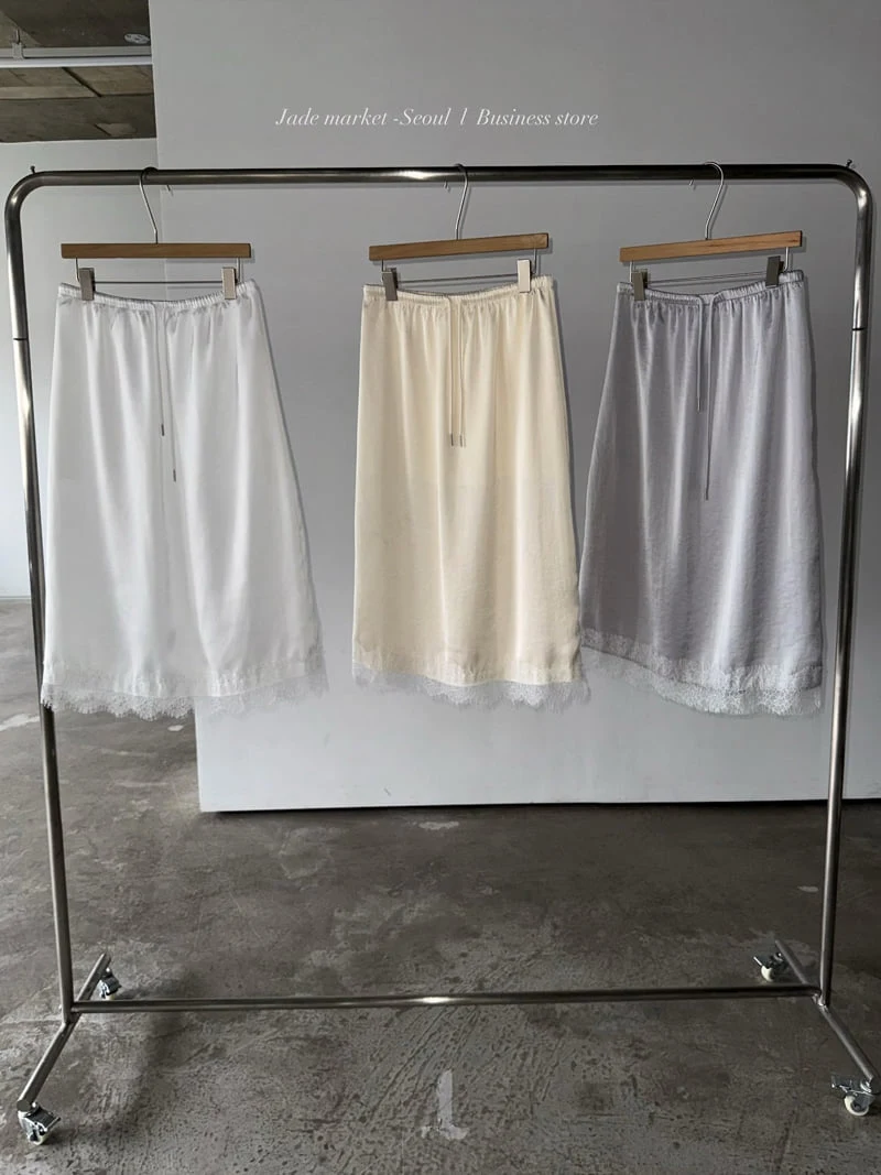 Jade Market - Korean Women Fashion - #momslook - Lace Satin Skirt - 12