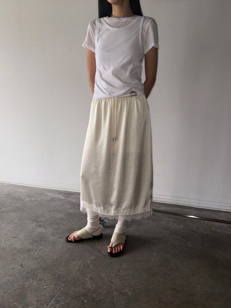 Jade Market - Korean Women Fashion - #restrostyle - Lace Satin Skirt - 5