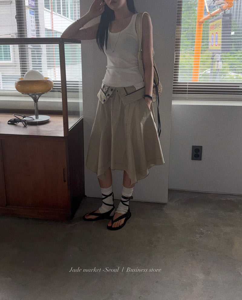 Jade Market - Korean Women Fashion - #thatsdarling - Asymmetric Cut-Off Skirt