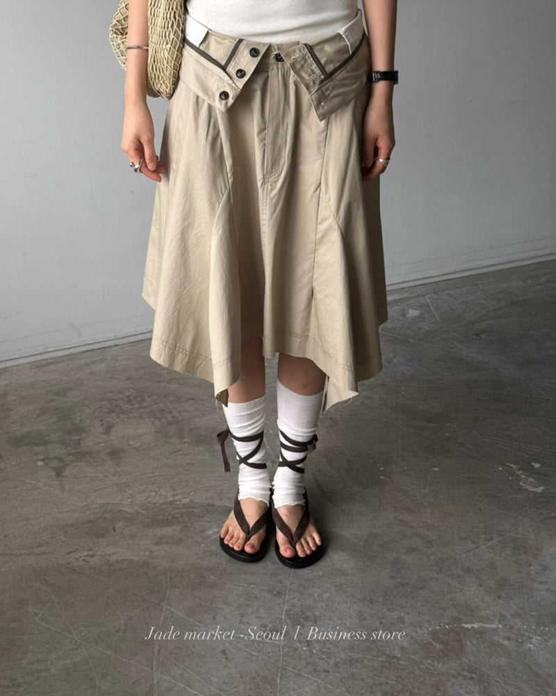 Jade Market - Korean Women Fashion - #womensfashion - Asymmetric Cut-Off Skirt - 6