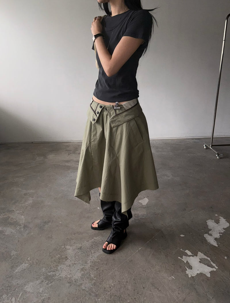 Jade Market - Korean Women Fashion - #womensfashion - Asymmetric Cut-Off Skirt - 8