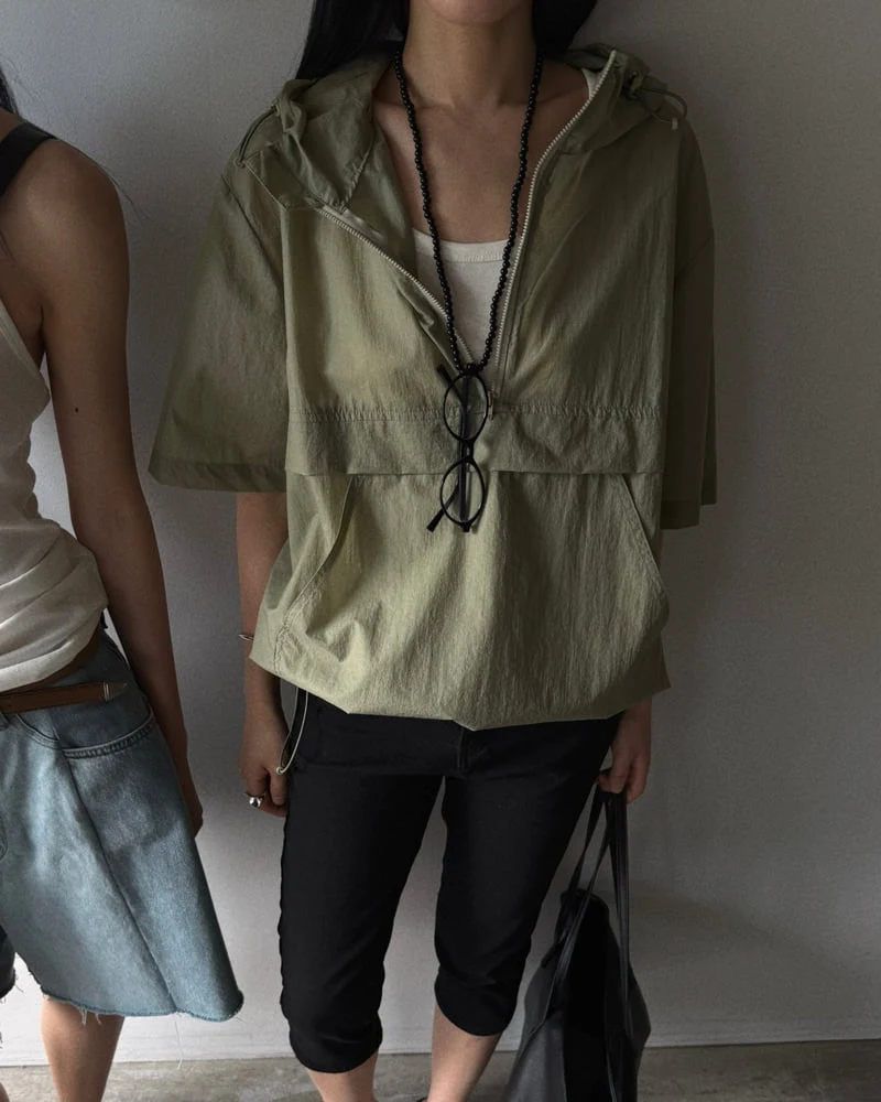 Jade Market - Korean Women Fashion - #womensfashion - Pasta Hooded Windbreaker - 12