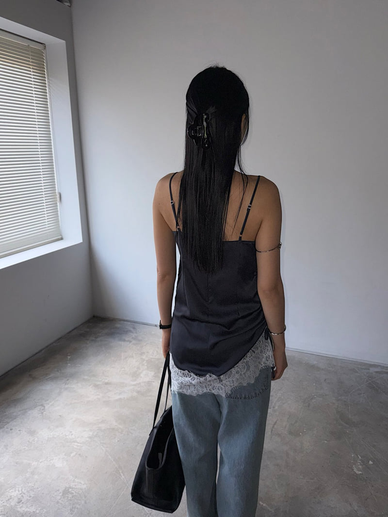 Jade Market - Korean Women Fashion - #womensfashion - Side Satin Top - 3