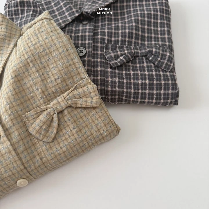 Lindo - Korean Children Fashion - #kidzfashiontrend - Ribbon Check Shirt - 7