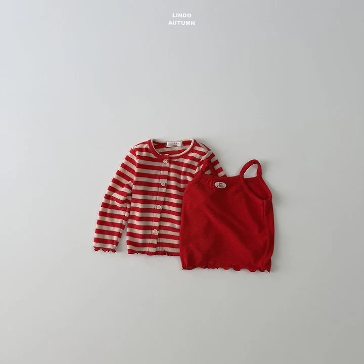 Lindo - Korean Children Fashion - #magicofchildhood - Pom Pom Sleeveless Top Cardigan Set - 4
