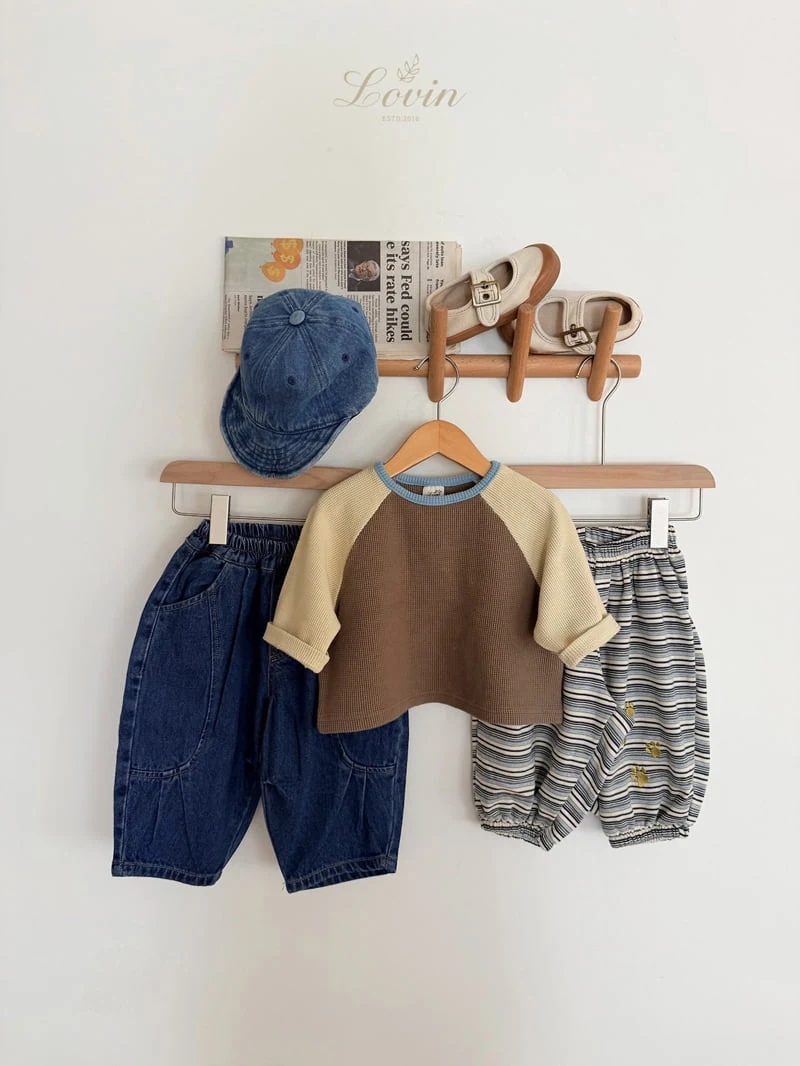 Lovin - Korean Baby Fashion - #onlinebabyshop - Waffle Raglan Tee - 4