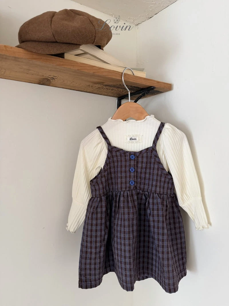 Lovin - Korean Baby Fashion - #babyoutfit - Autumn Check One-piece - 5