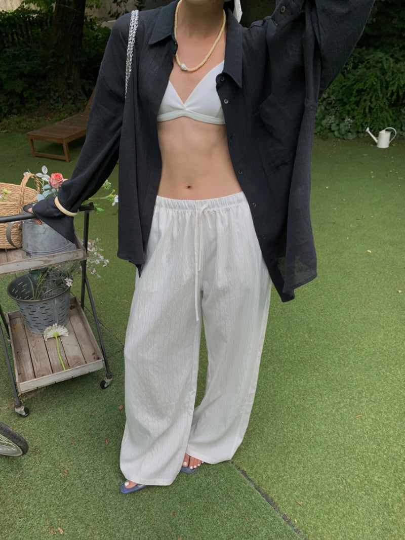 Lucy Salon - Korean Women Fashion - #momslook - Striped Banded Pants - 10