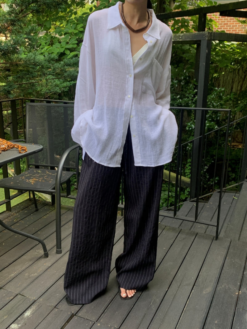 Lucy Salon - Korean Women Fashion - #momslook - Striped Banded Pants - 2