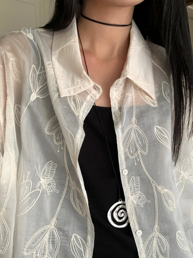 Lucy Salon - Korean Women Fashion - #momslook - Bay Embroidered Shirt - 9